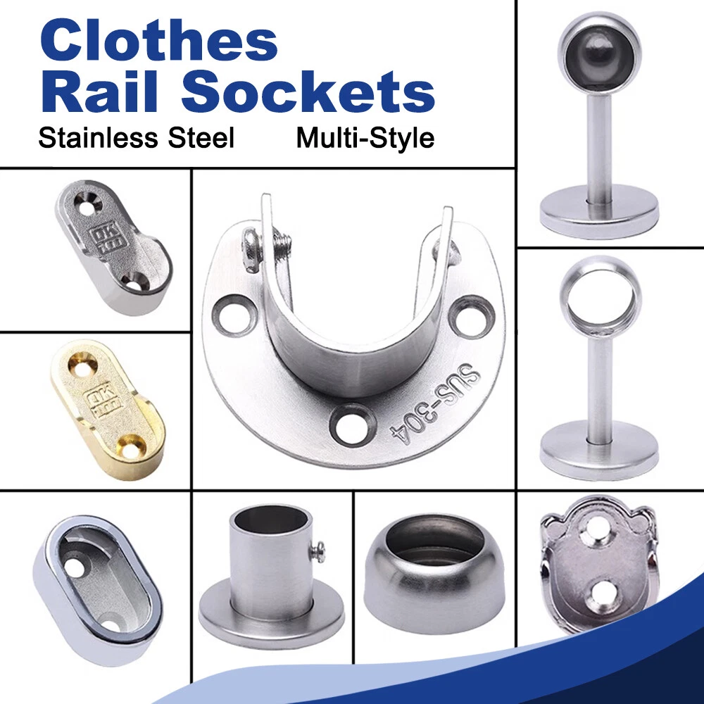 Wardrobe Rail Hanger Flange Rod End Support Bracke